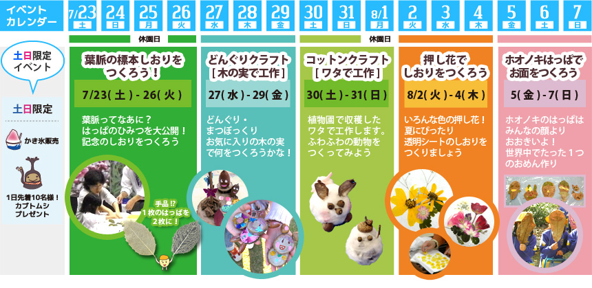 つくってみよう!5つの体験イベント イベントカレンダー