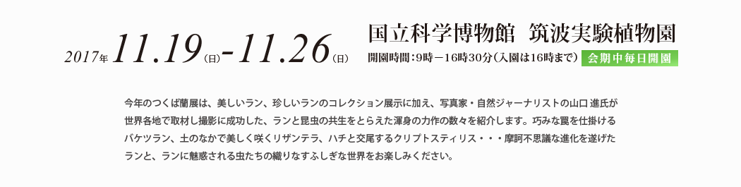 会期 2017年11月19日~11月26日 筑波実験植物園